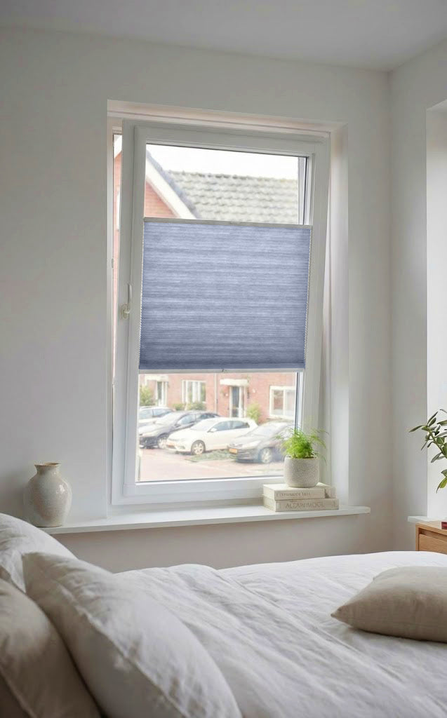 Easy click Plisségordijn lichtdoorlatend - Pure zacht blauw