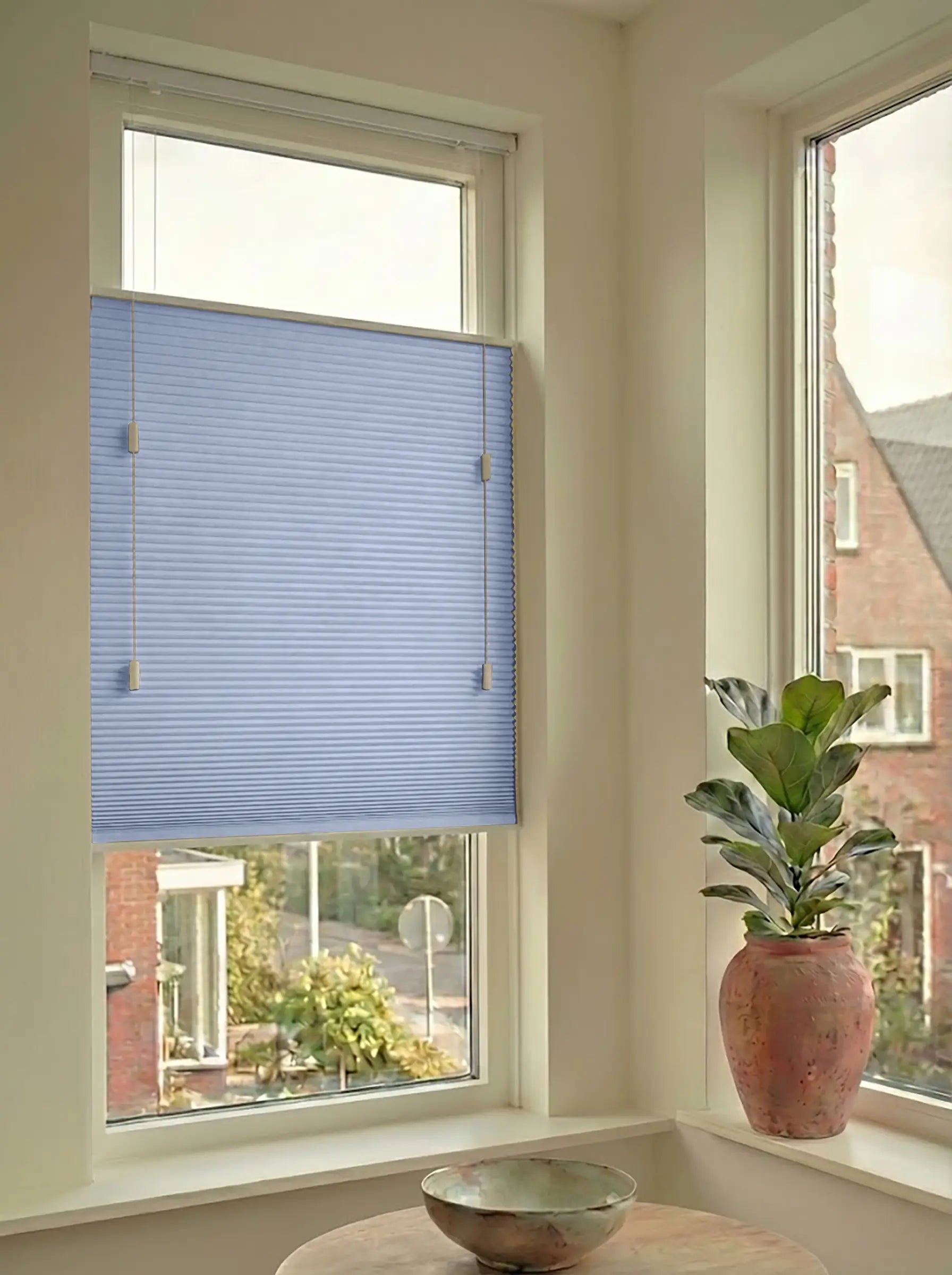 Plisségordijn standaard raam verduisterend - Pure zacht blauw