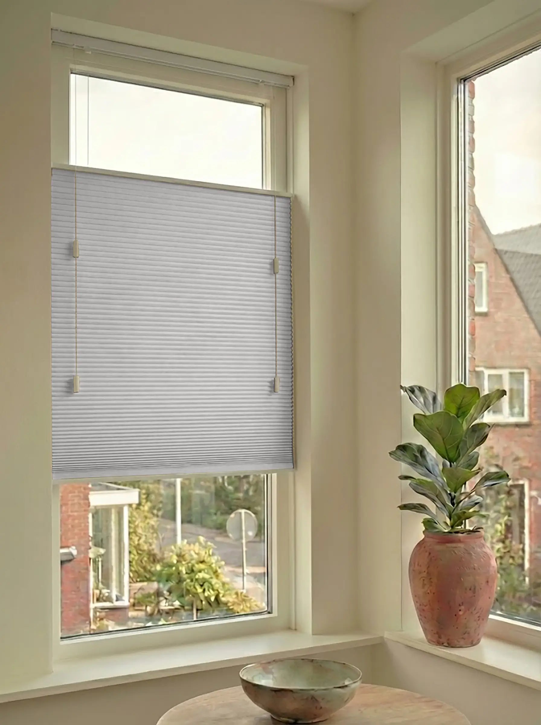 Plisségordijn standaard raam verduisterend - Spark gebroken wit