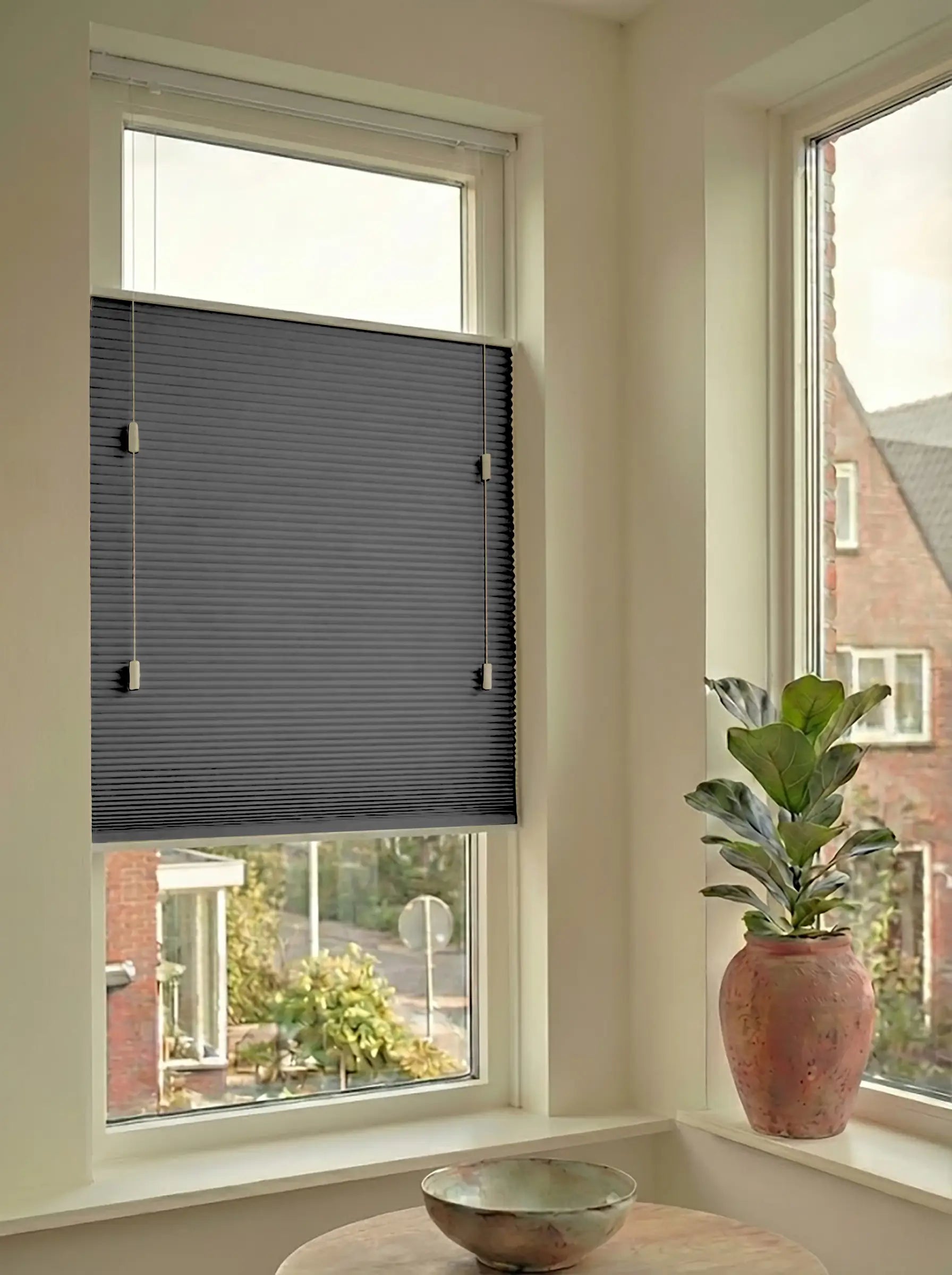 Plisségordijn standaard raam verduisterend - Spark grijs