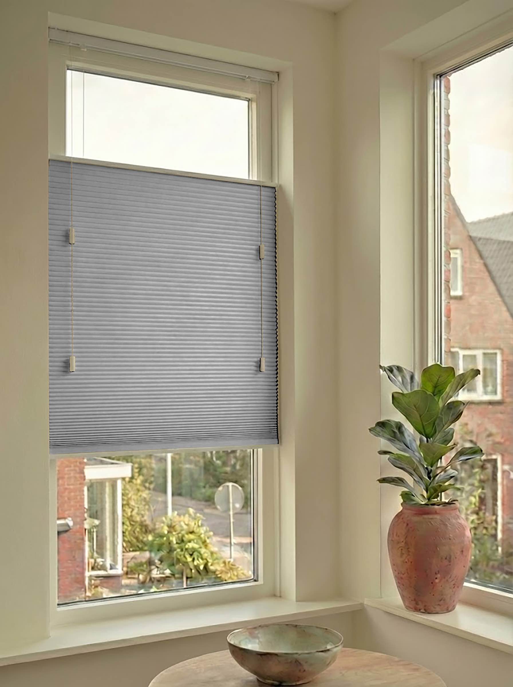 Plisségordijn standaard raam verduisterend - Spark lichtgrijs