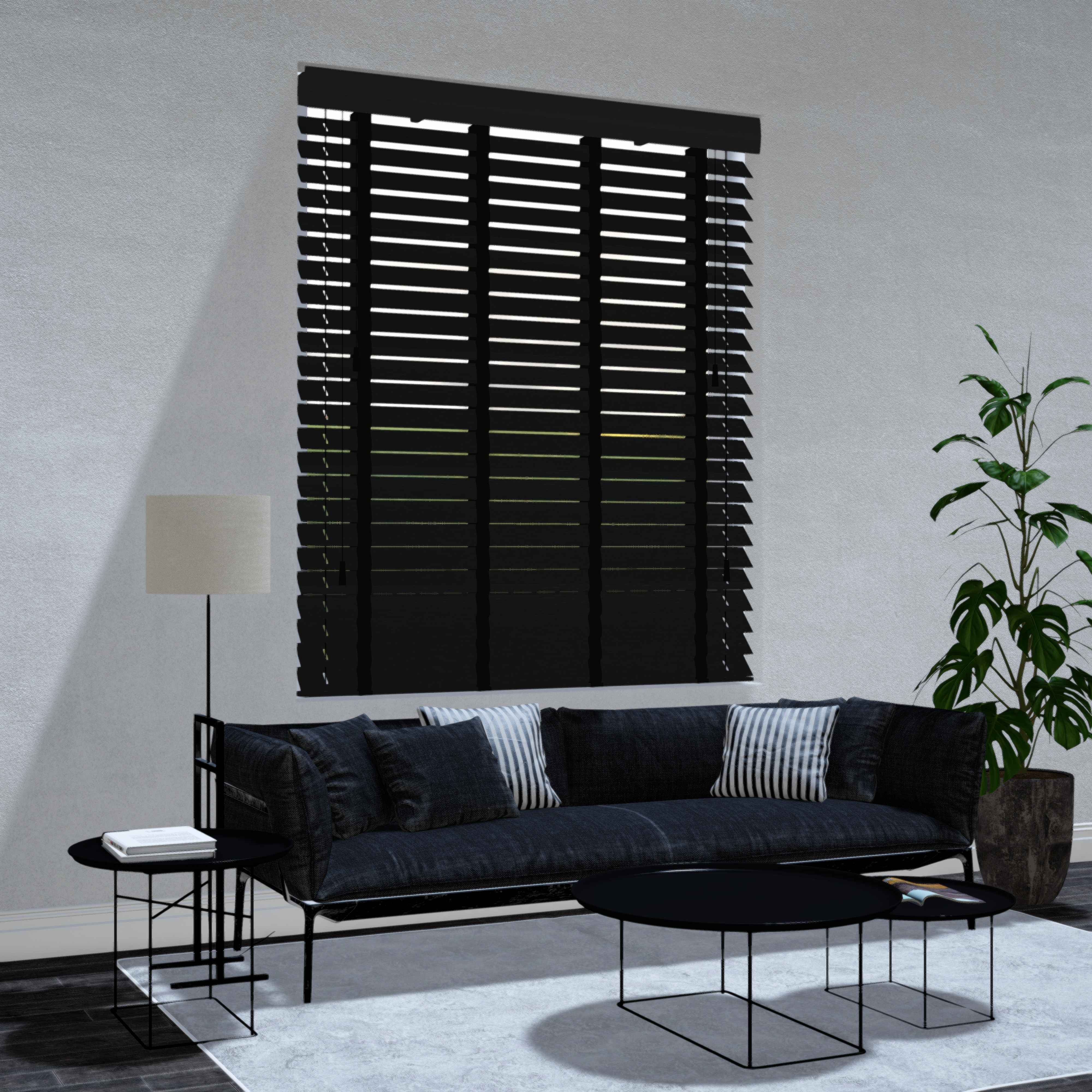 Paulownia houten jaloezie - Zwart